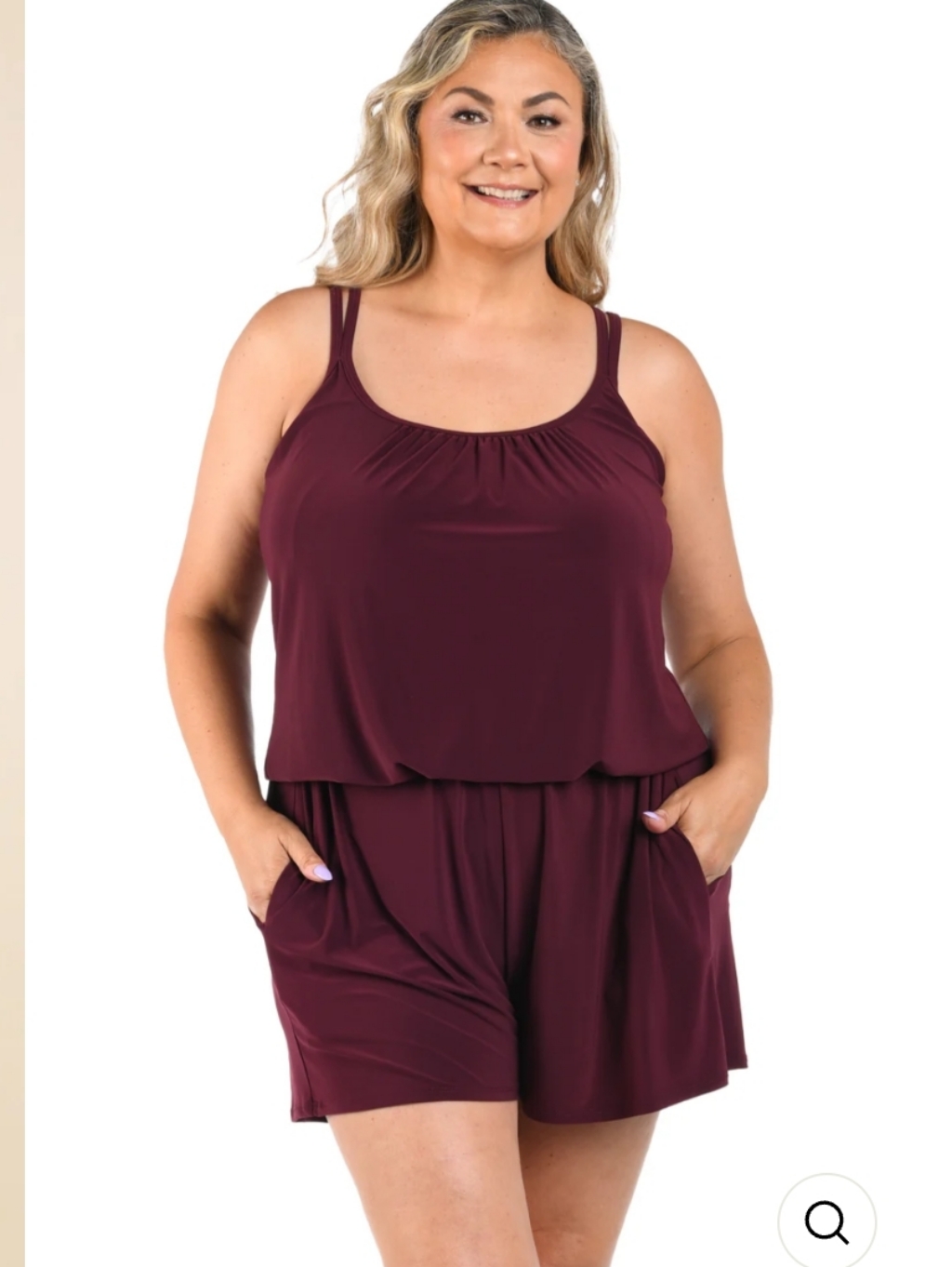 Maxine Of Hollywood Jersey Swim Romper One Piece/Cover Up Wine